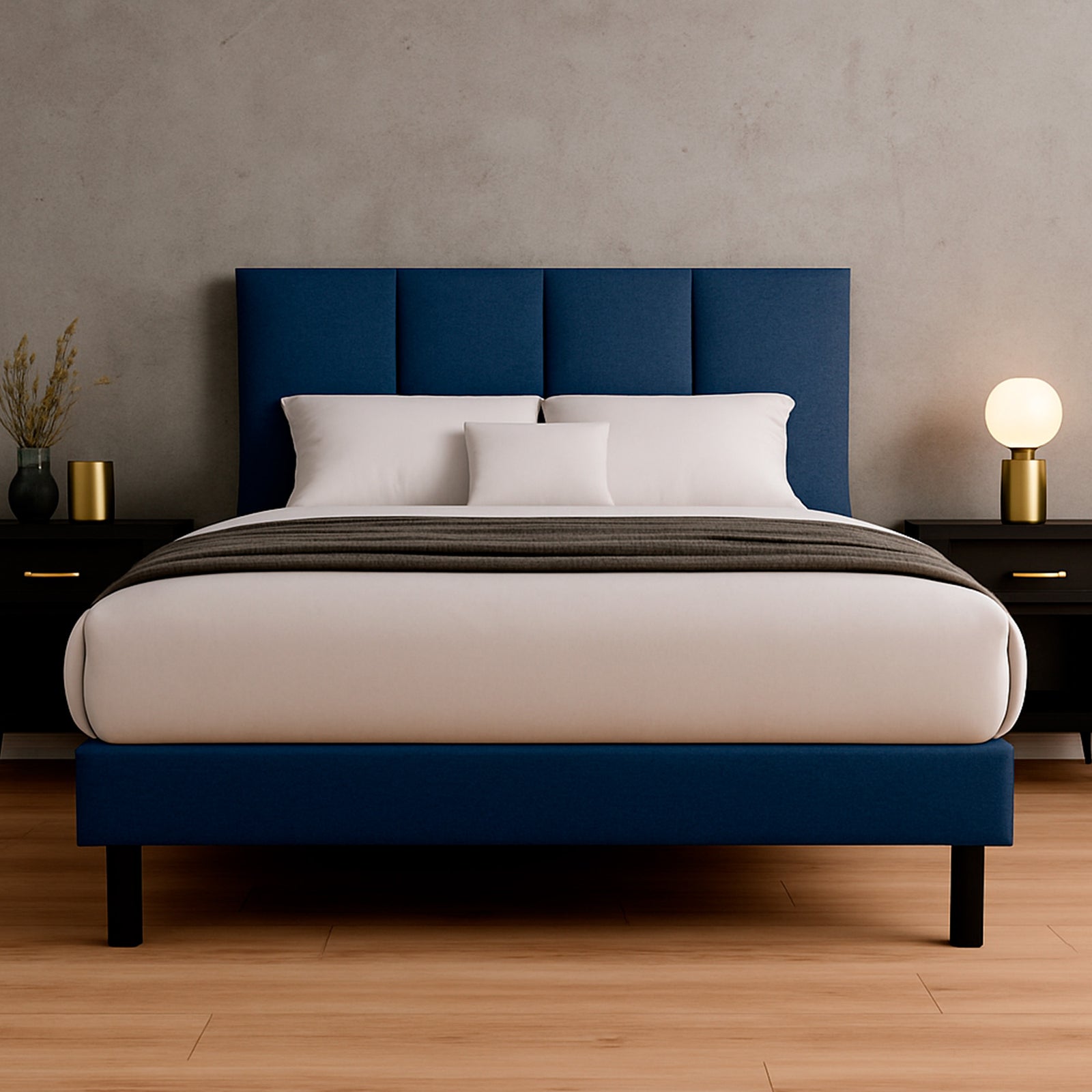 Cama Tradicional Napoles Lino Azul