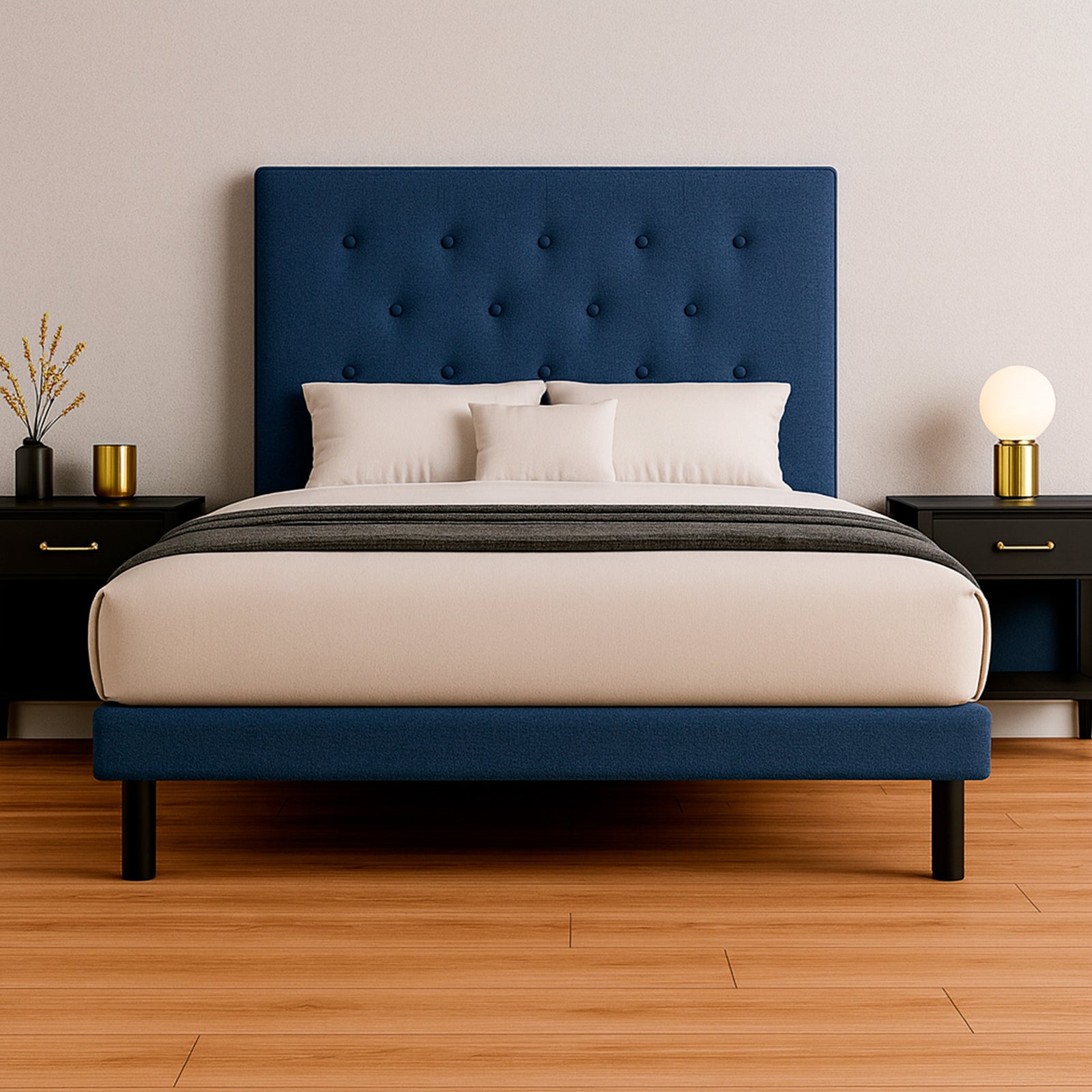 Cama Tradicional Quintana Lino Azul