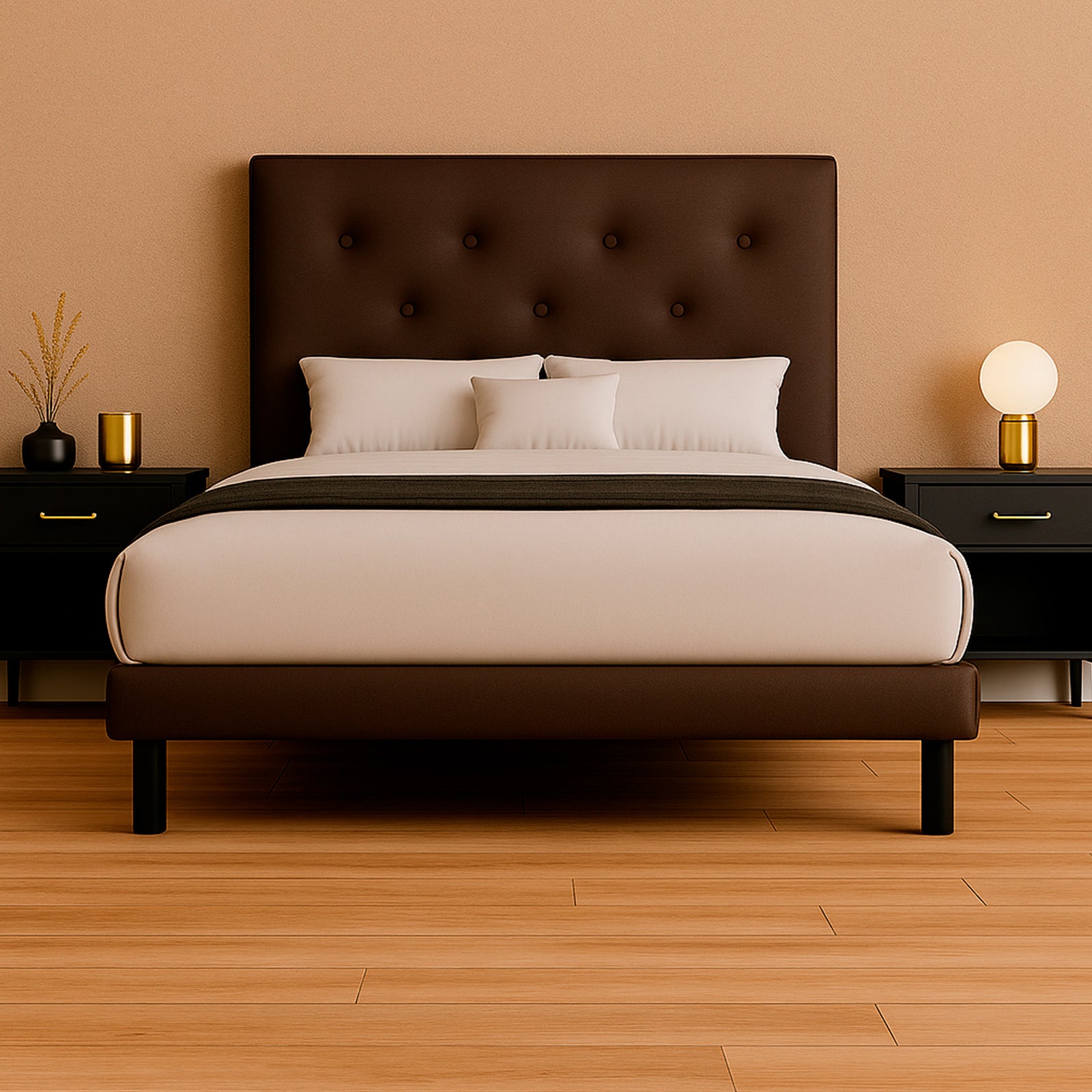 Cama Tradicional Quintana Vinil Chocolate