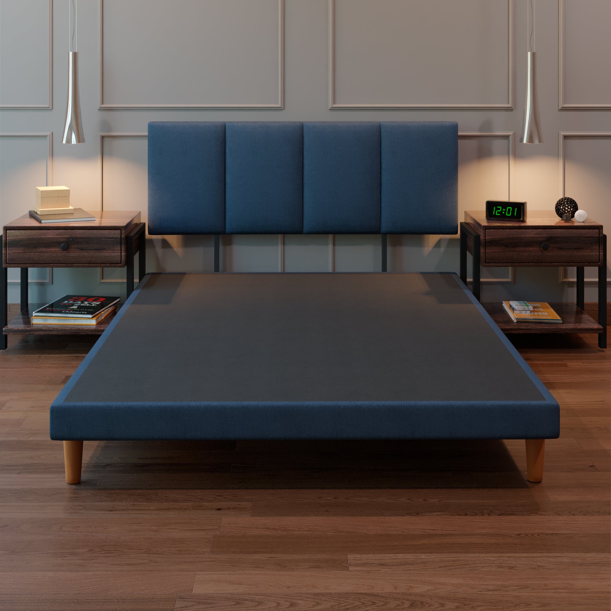 Cama Tradicional Napoles Lino Azul