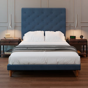 Cama Tradicional Quintana Lino Azul