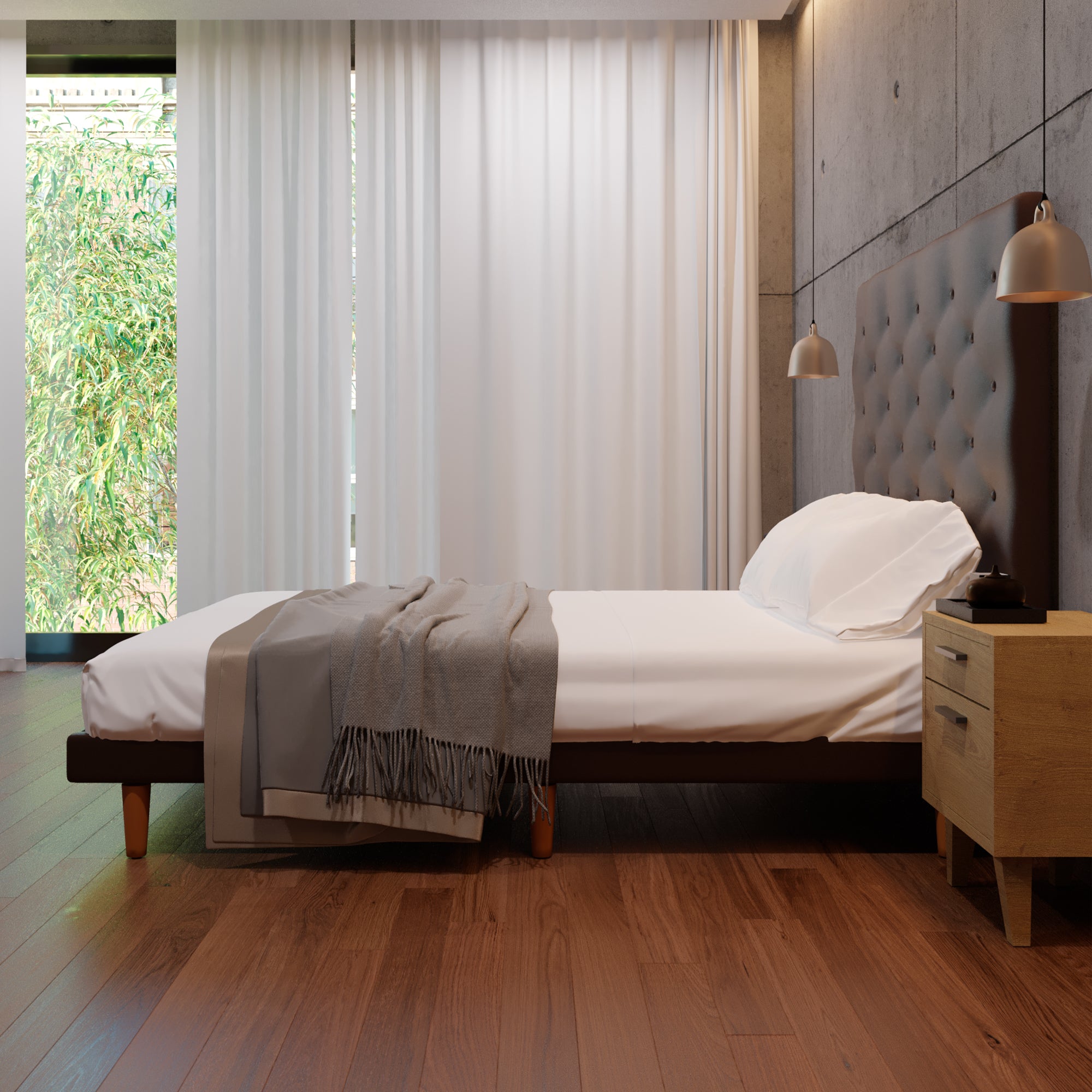 Cama Tradicional Quintana Vinil Chocolate