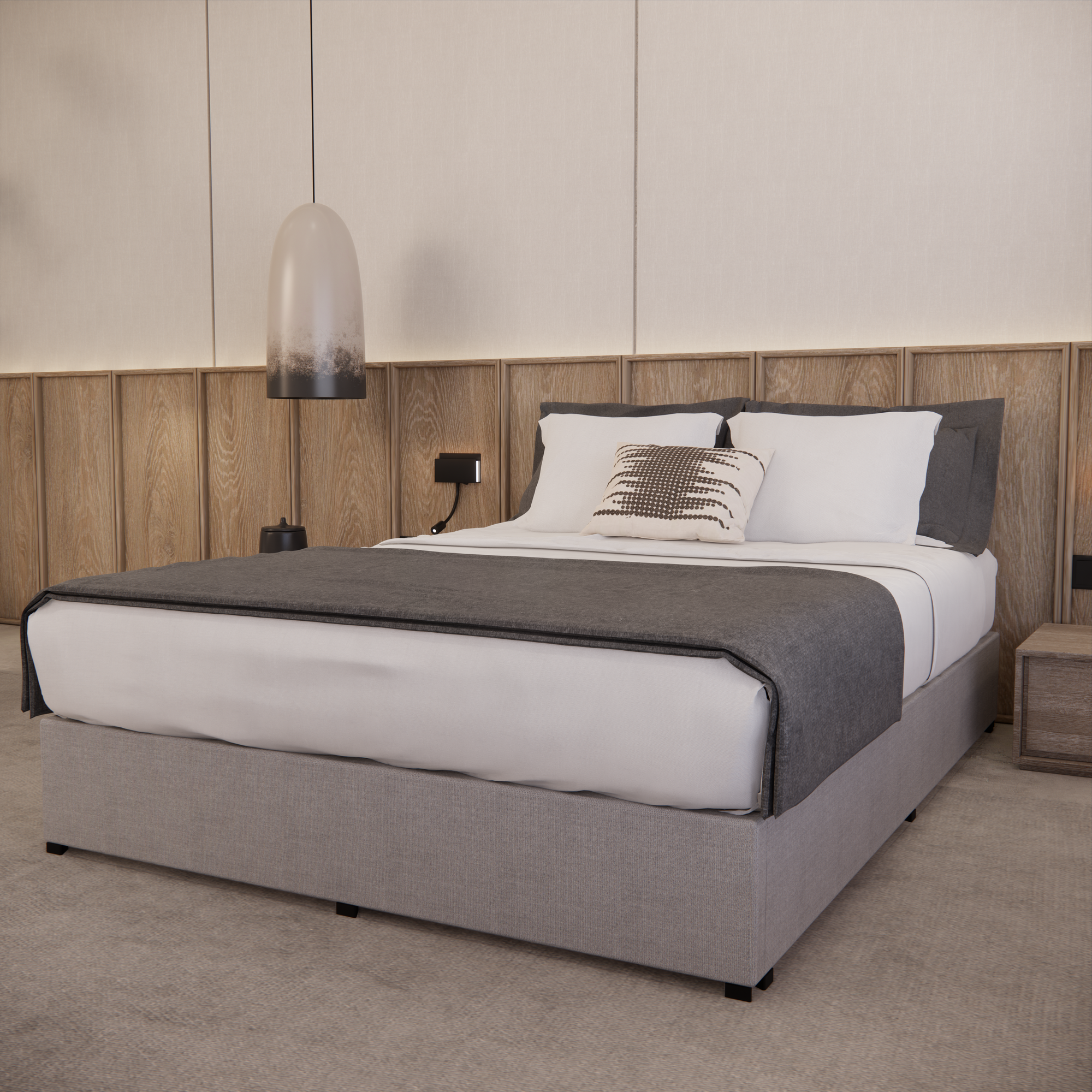 Base Cama Box Roma Lino Gris