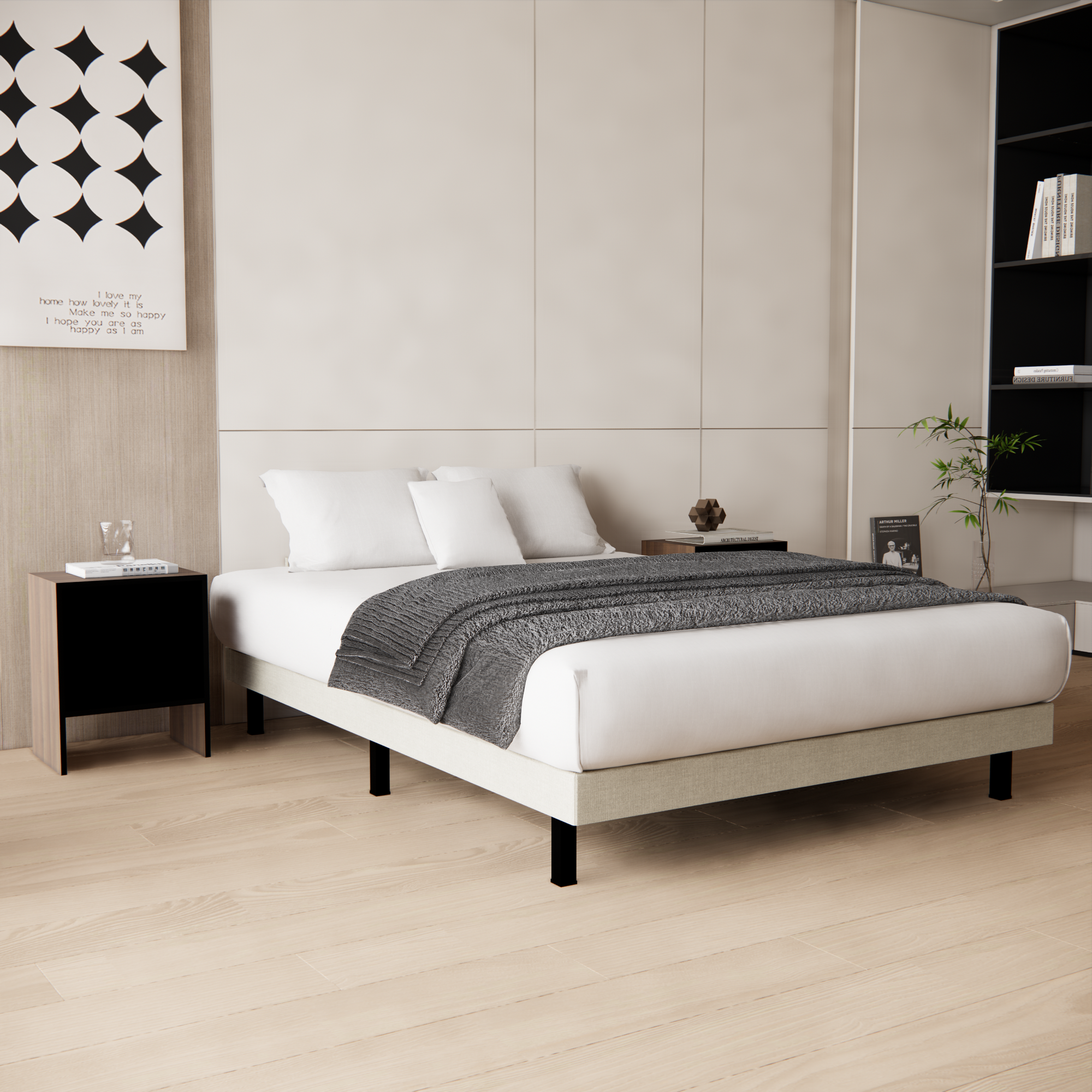 Base Cama Box Urban Lino Beige