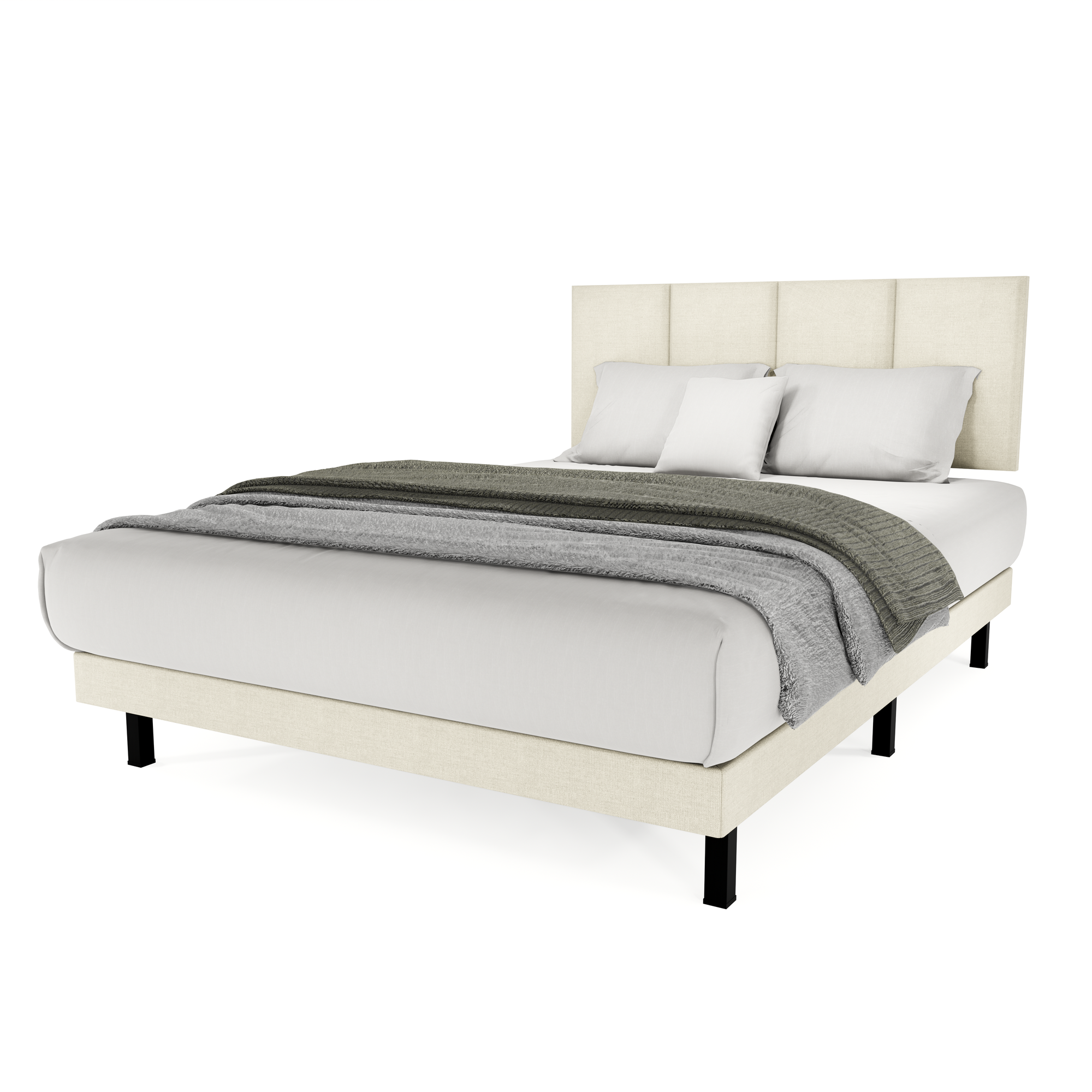 Recamara Base Cama Box Cabecera Napoles Lino Beige