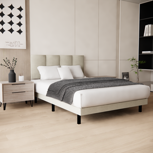 Recamara Base Cama Box Cabecera Napoles Lino Beige