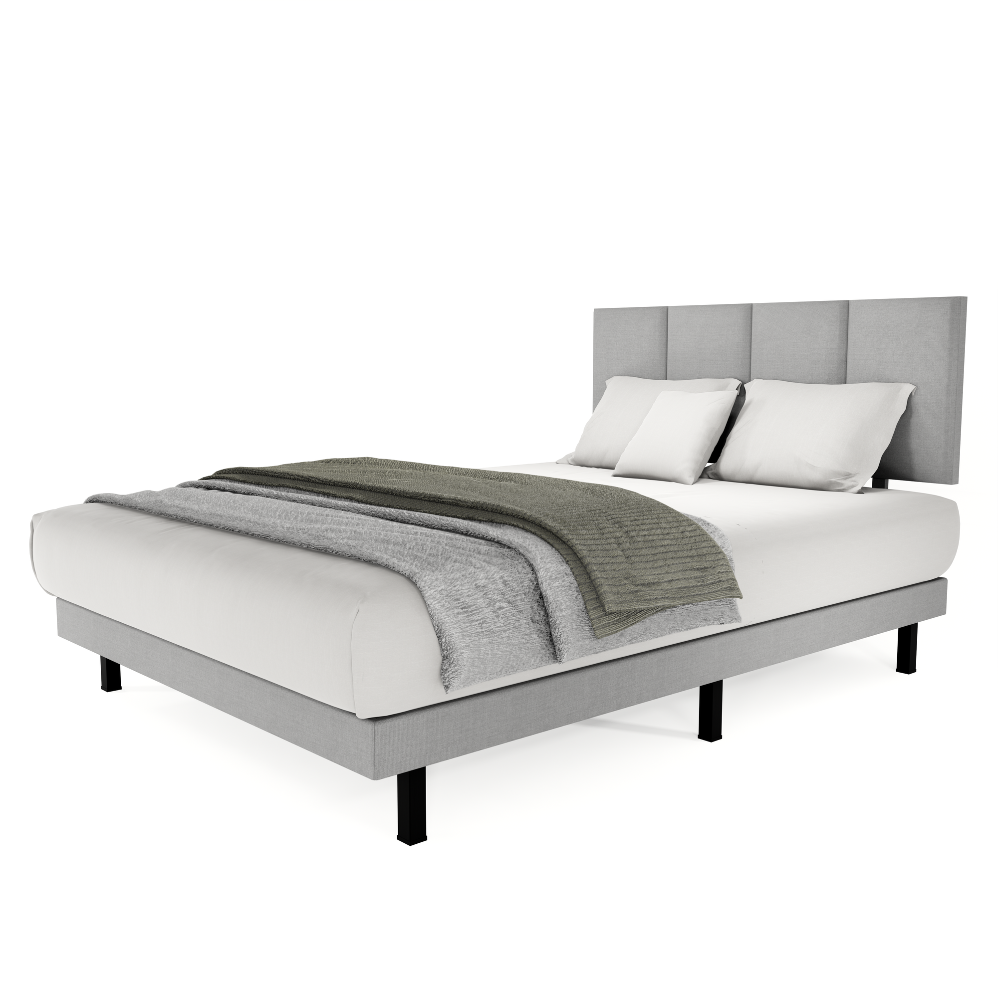 Recamara Base Cama Box Cabecera Napoles Lino Gris