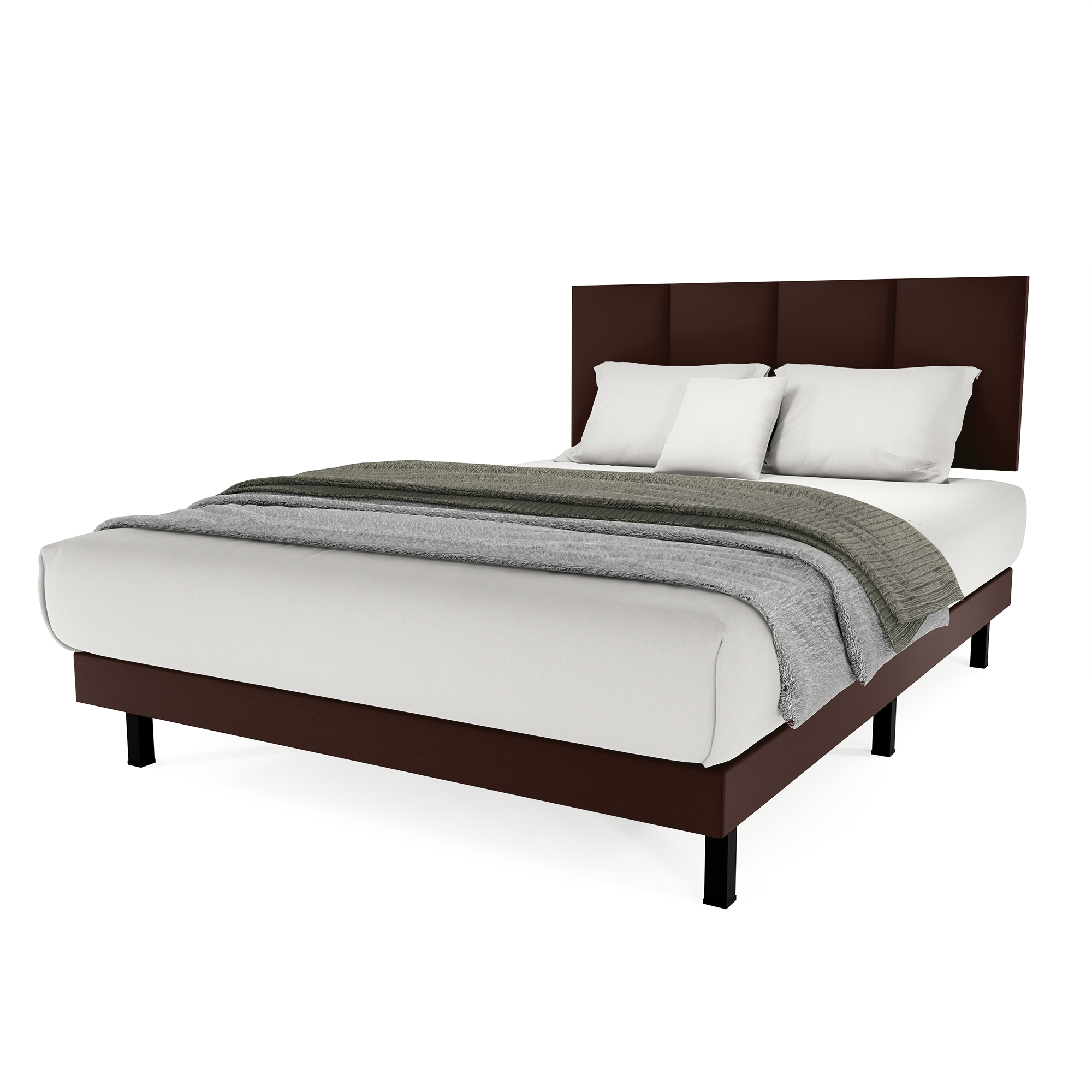 Recamara Base Cama Box Cabecera Napoles Vinil Chocolate