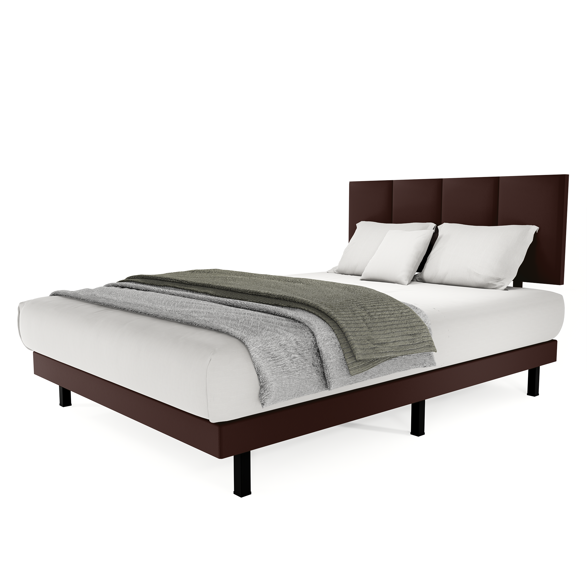 Recamara Base Cama Box Cabecera Napoles Vinil Chocolate