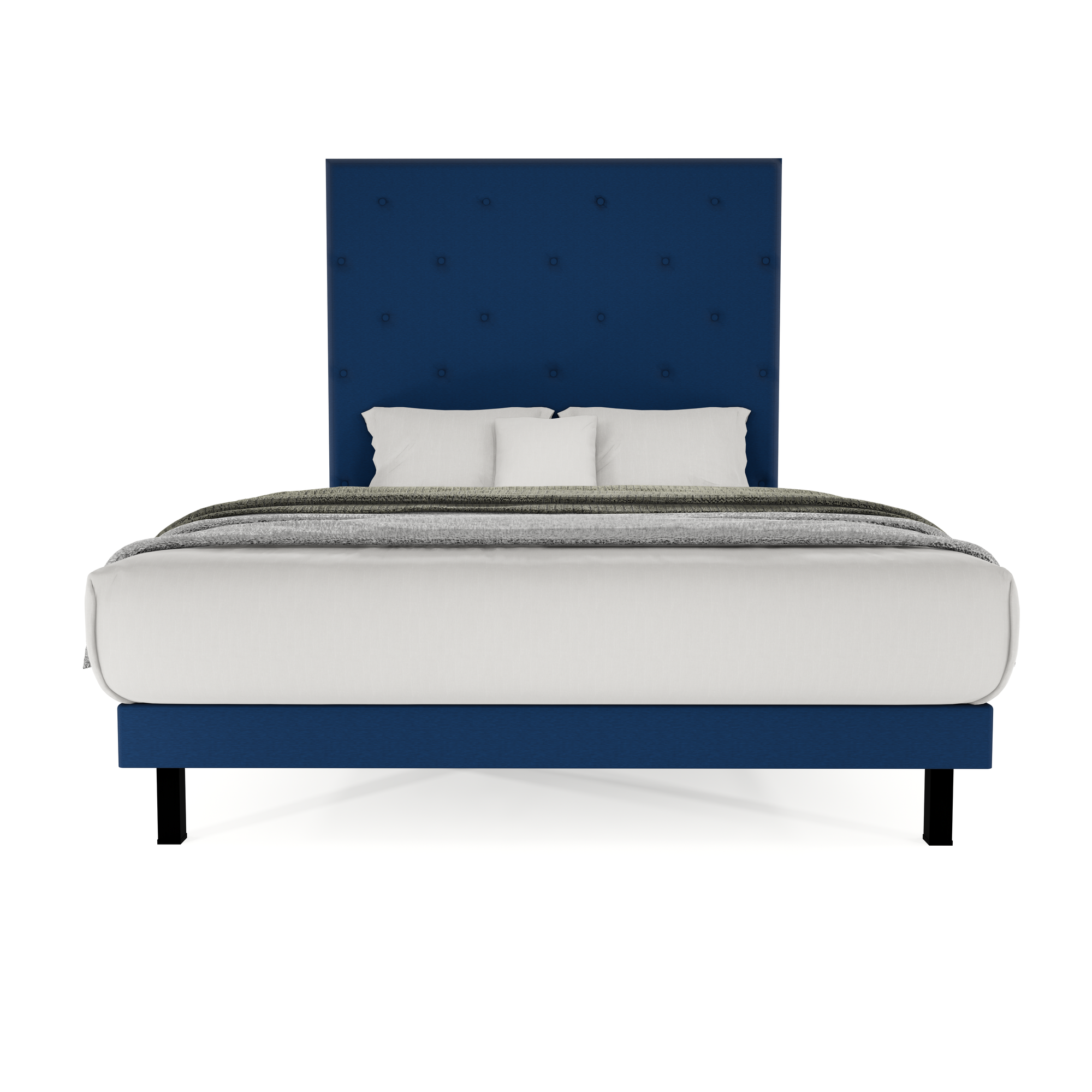 Recamara Base Cama Box Cabecera Quintana Lino Azul