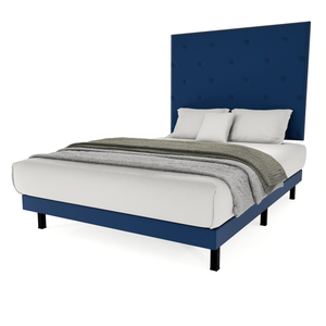 Recamara Base Cama Box Cabecera Quintana Lino Azul