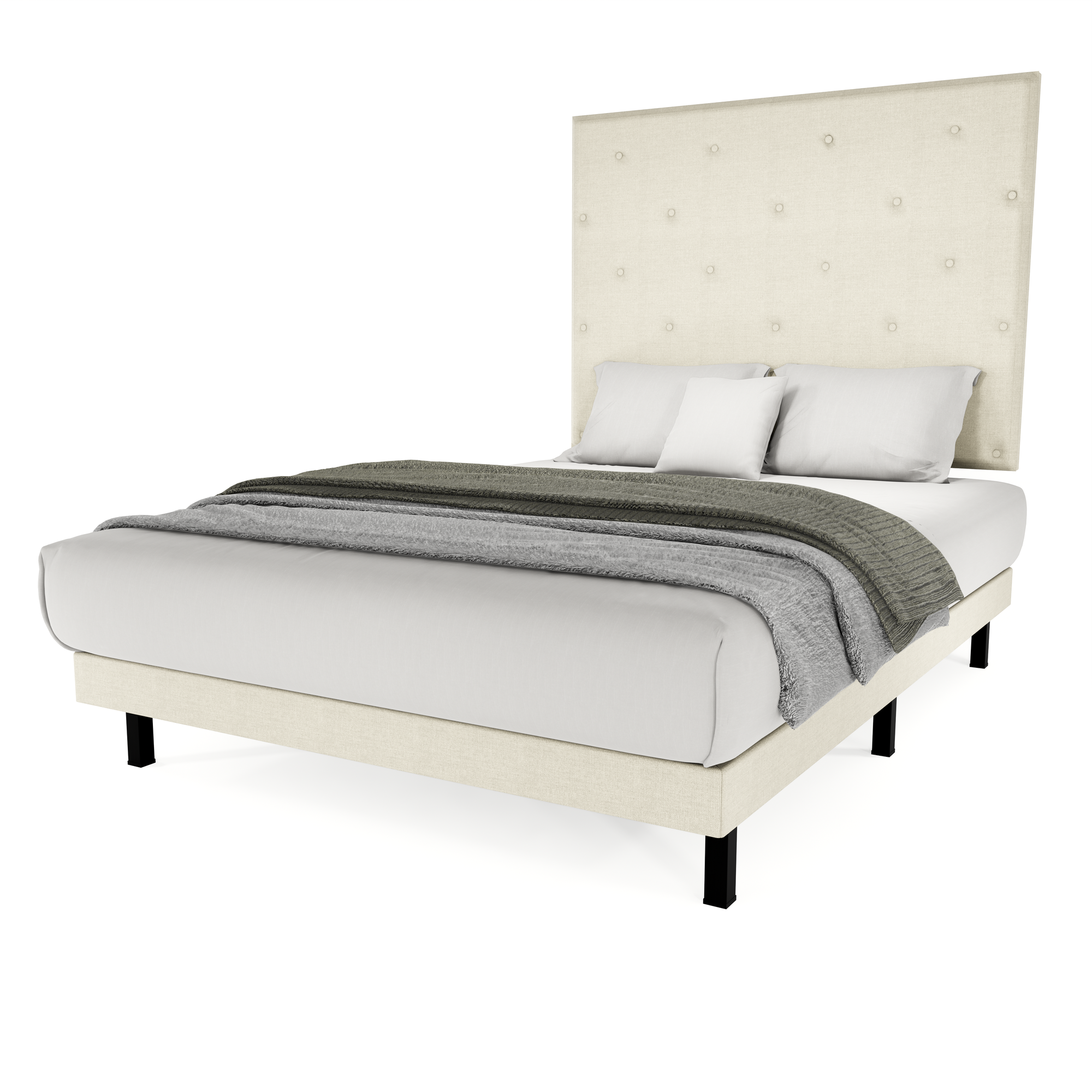 Recamara Base Cama Box Cabecera Quintana Lino Beige