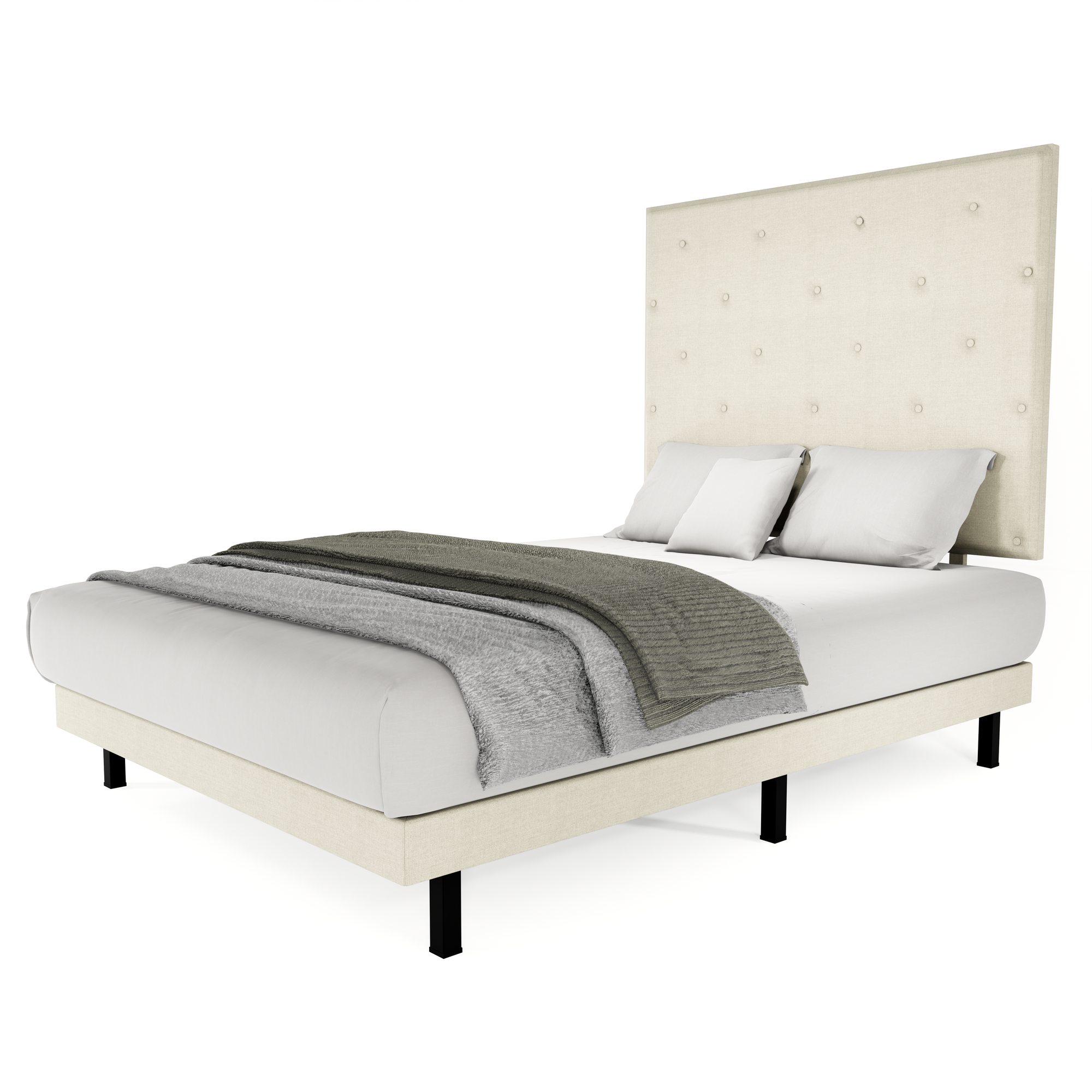 Recamara Base Cama Box Cabecera Quintana Lino Beige