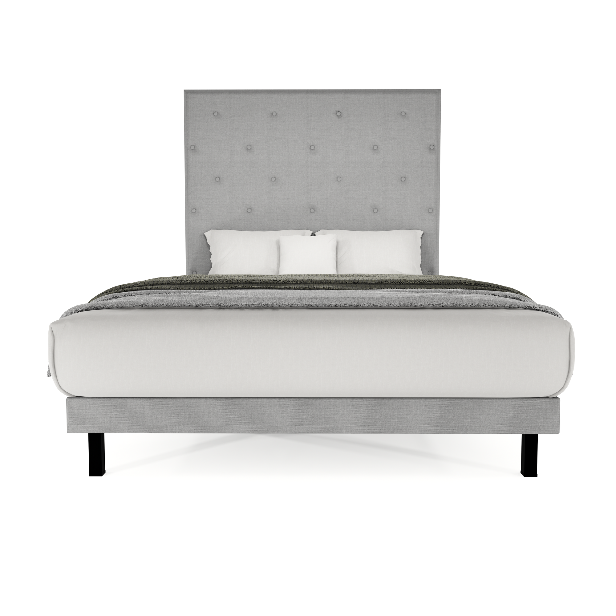 Recamara Base Cama Box Cabecera Quintana Lino Gris