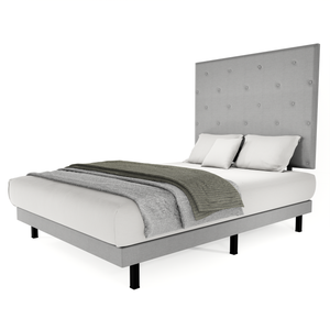 Recamara Base Cama Box Cabecera Quintana Lino Gris