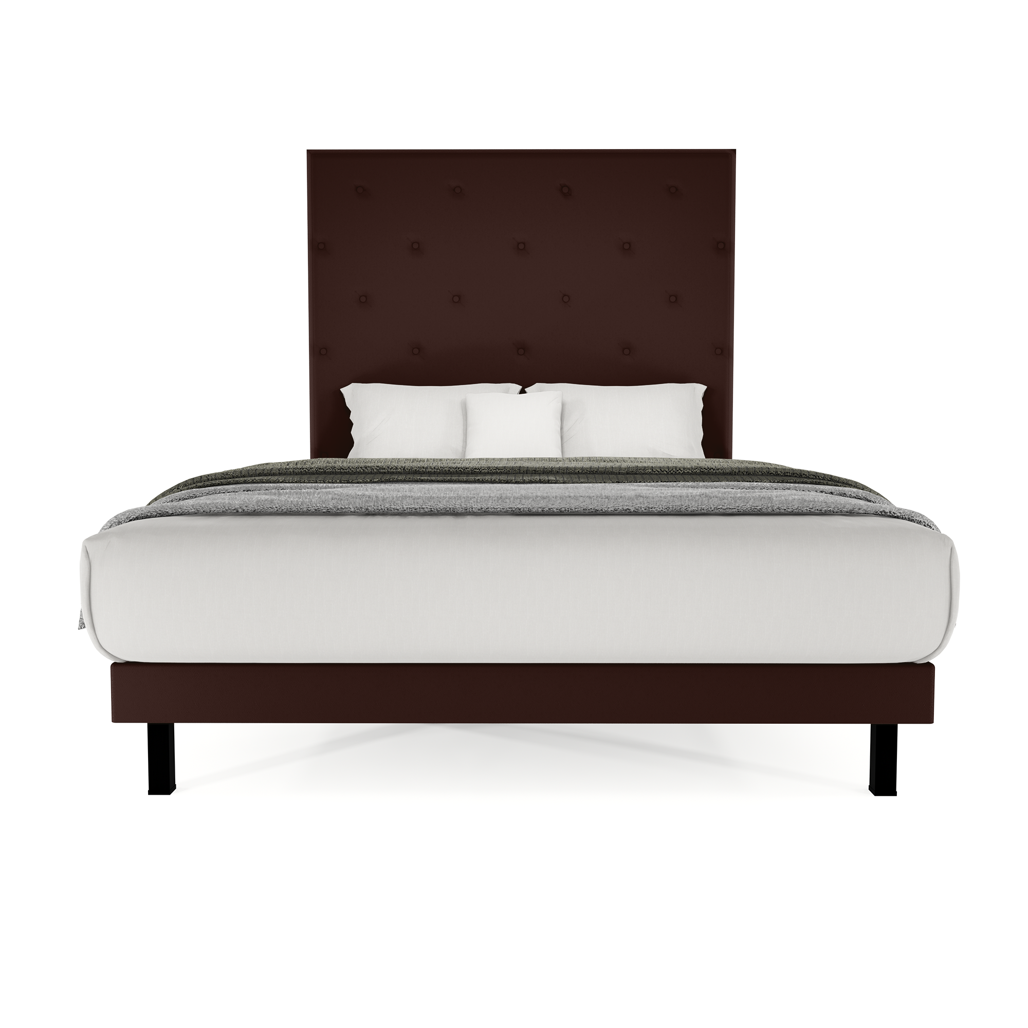 Recamara Base Cama Box Cabecera Quintana Vinil Chocolate