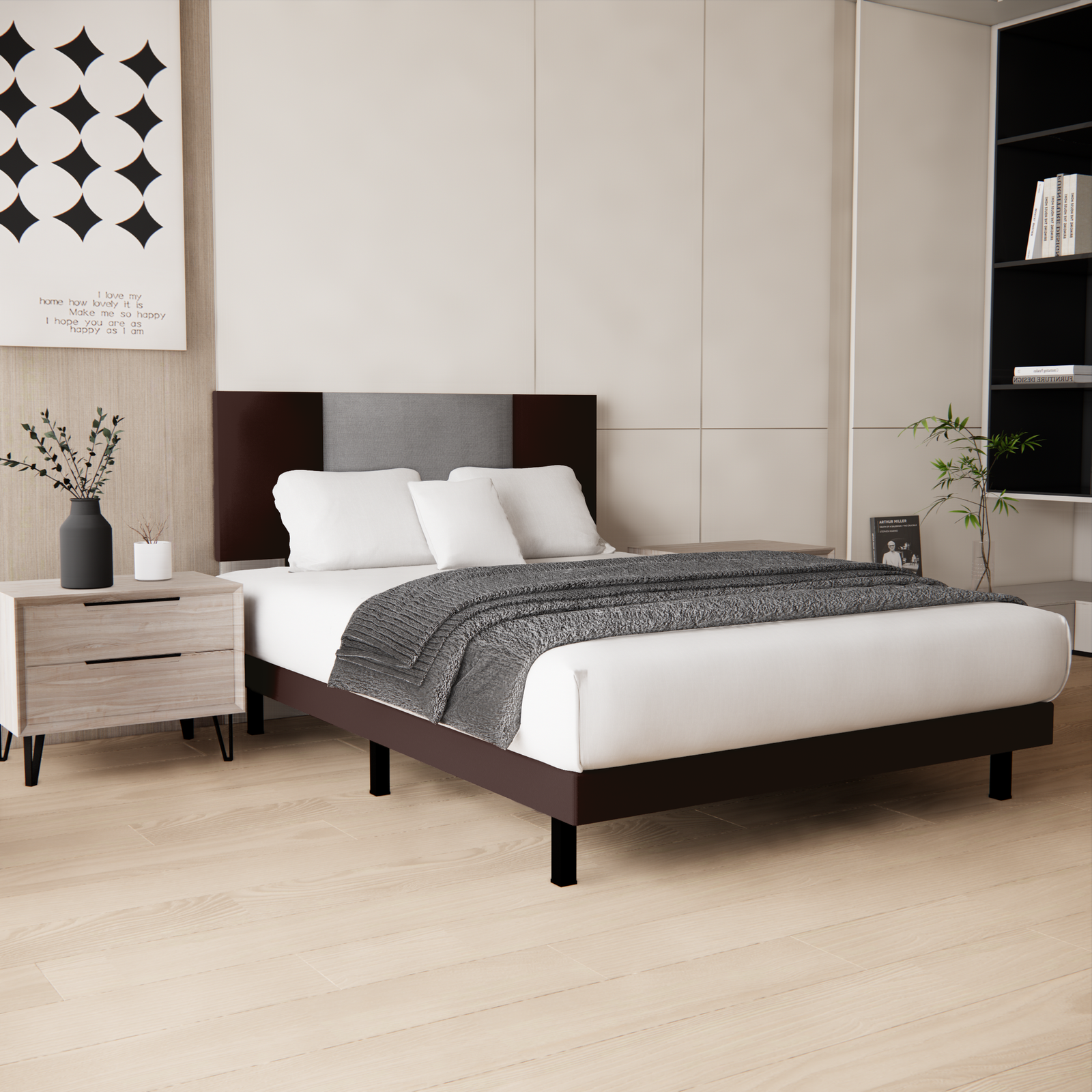 Cama Tradicional Roma Vinil Chocolate