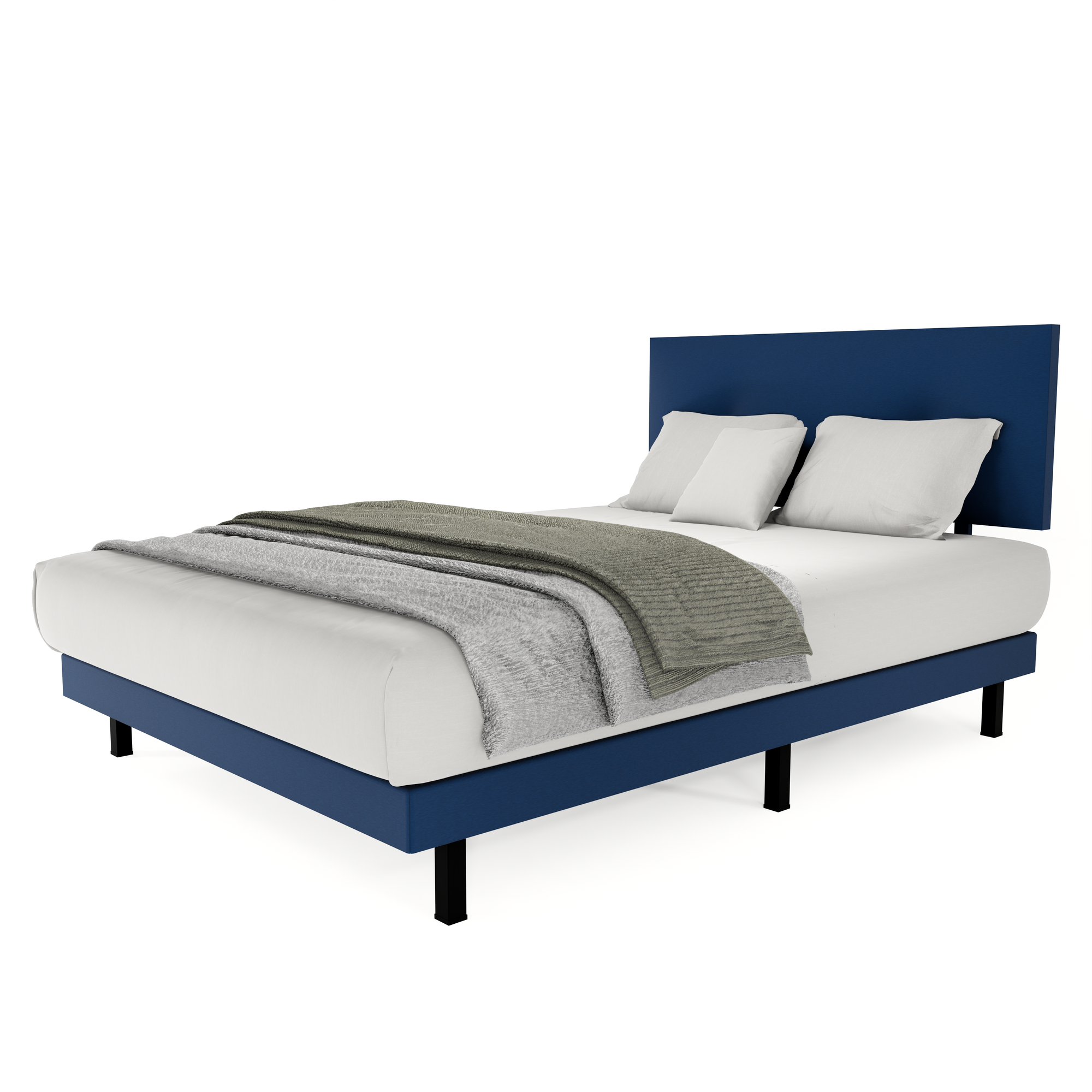 Recamara Base Cama Box Cabecera Urban Lino Azul