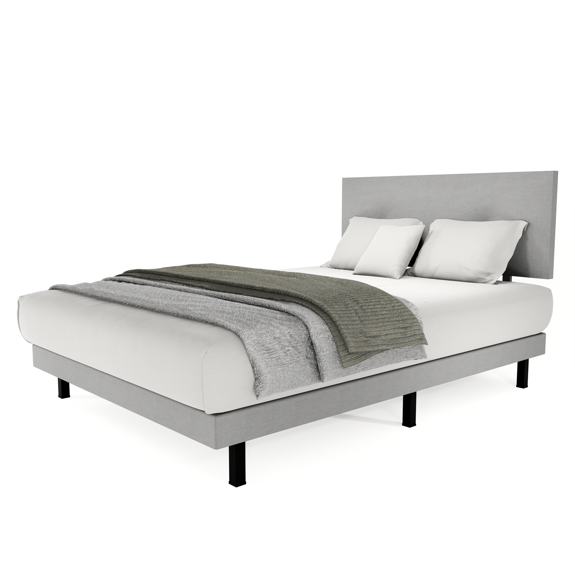 Recamara Base Cama Box Cabecera Urban Lino Gris