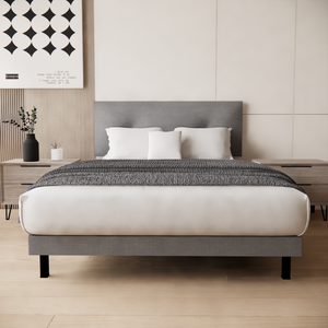 Recamara Base Cama Box Cabecera Urban Lino Gris