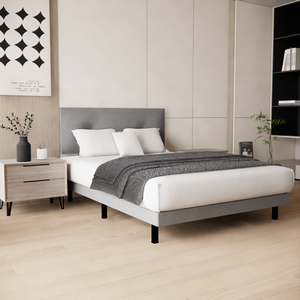 Recamara Base Cama Box Cabecera Urban Lino Gris