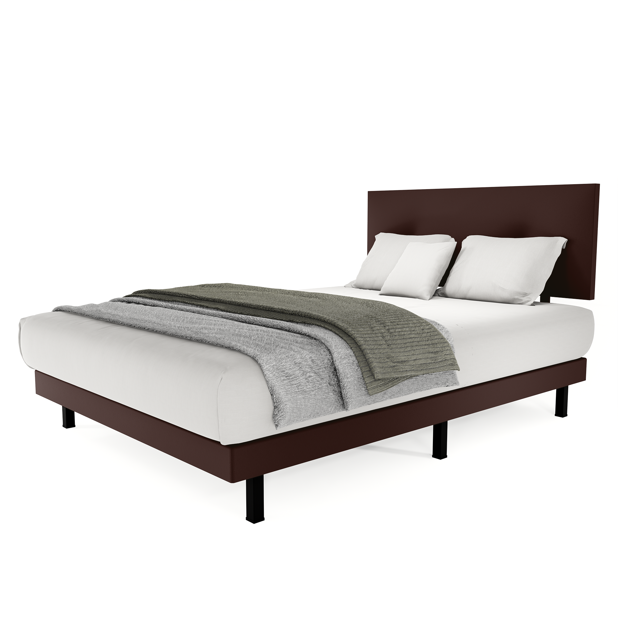 Recamara Base Cama Box Cabecera Urban Vinil Chocolate