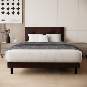 Recamara Base Cama Box Cabecera Urban Vinil Chocolate