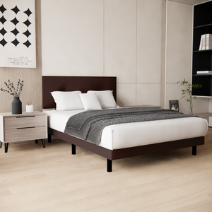 Recamara Base Cama Box Cabecera Urban Vinil Chocolate