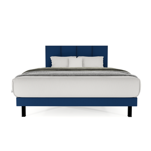 Recamara Base Cama Box Cabecera Napoles Lino Azul