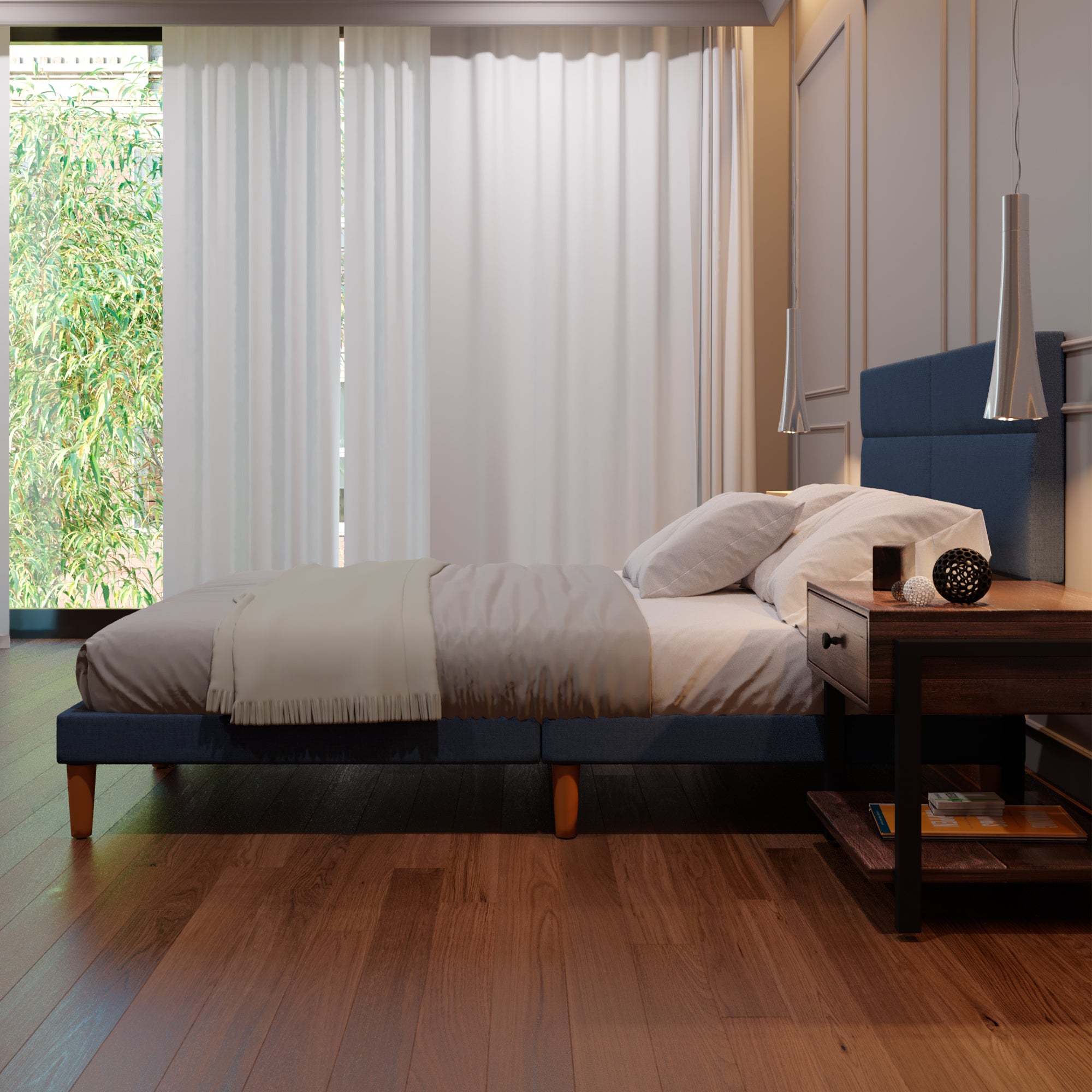 Cama Modular Cairo Lino Azul