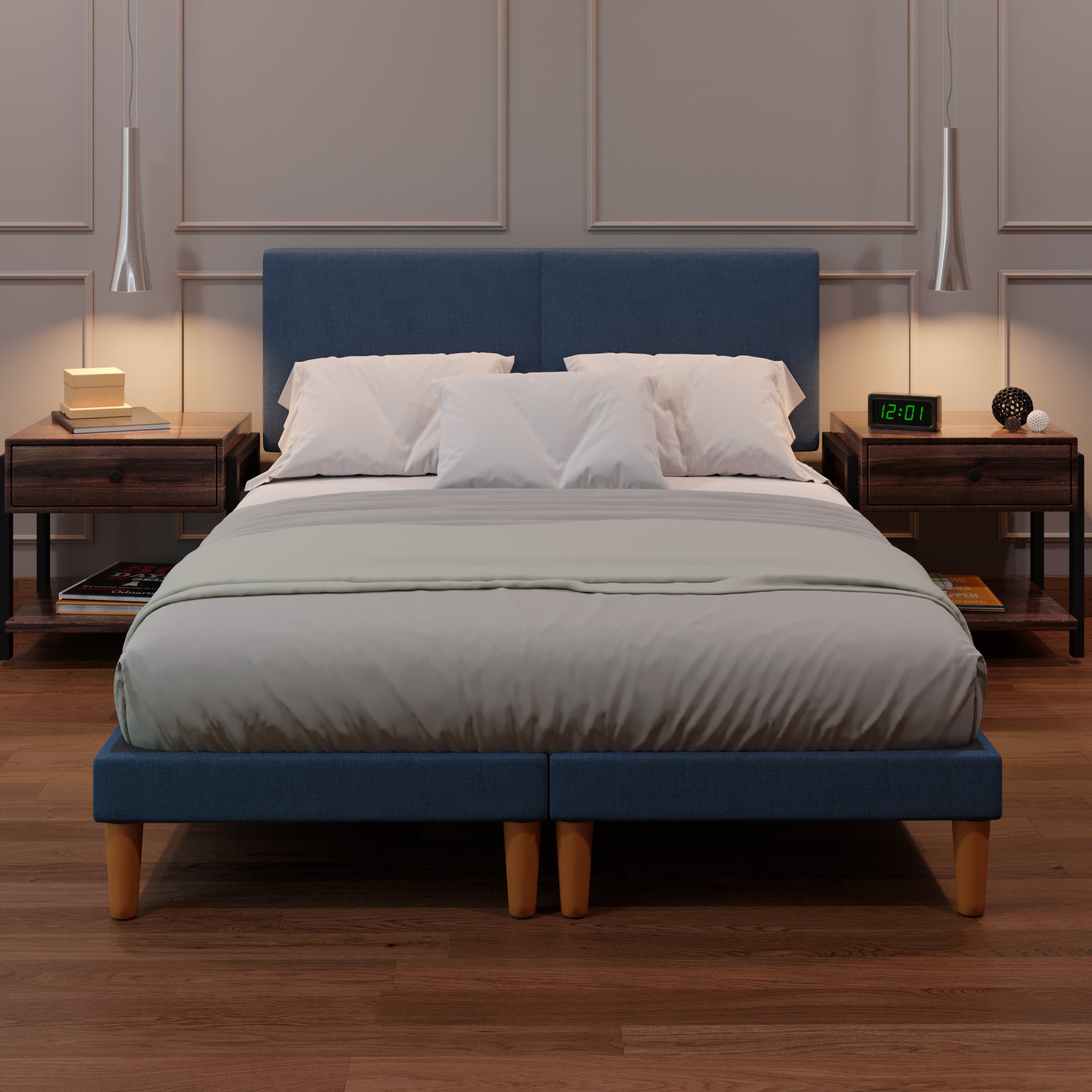 Cama Modular Praga Lino Azul
