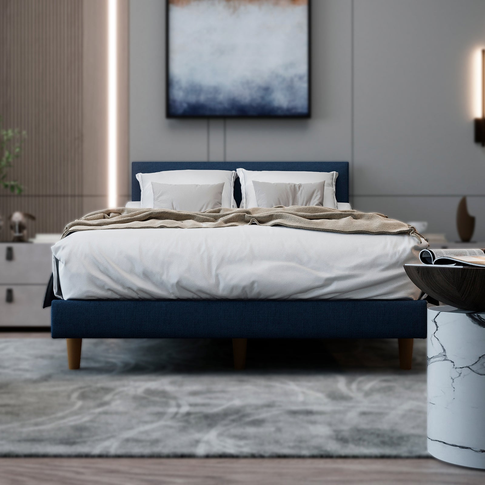 Cama Hibrida Nara Lino Azul