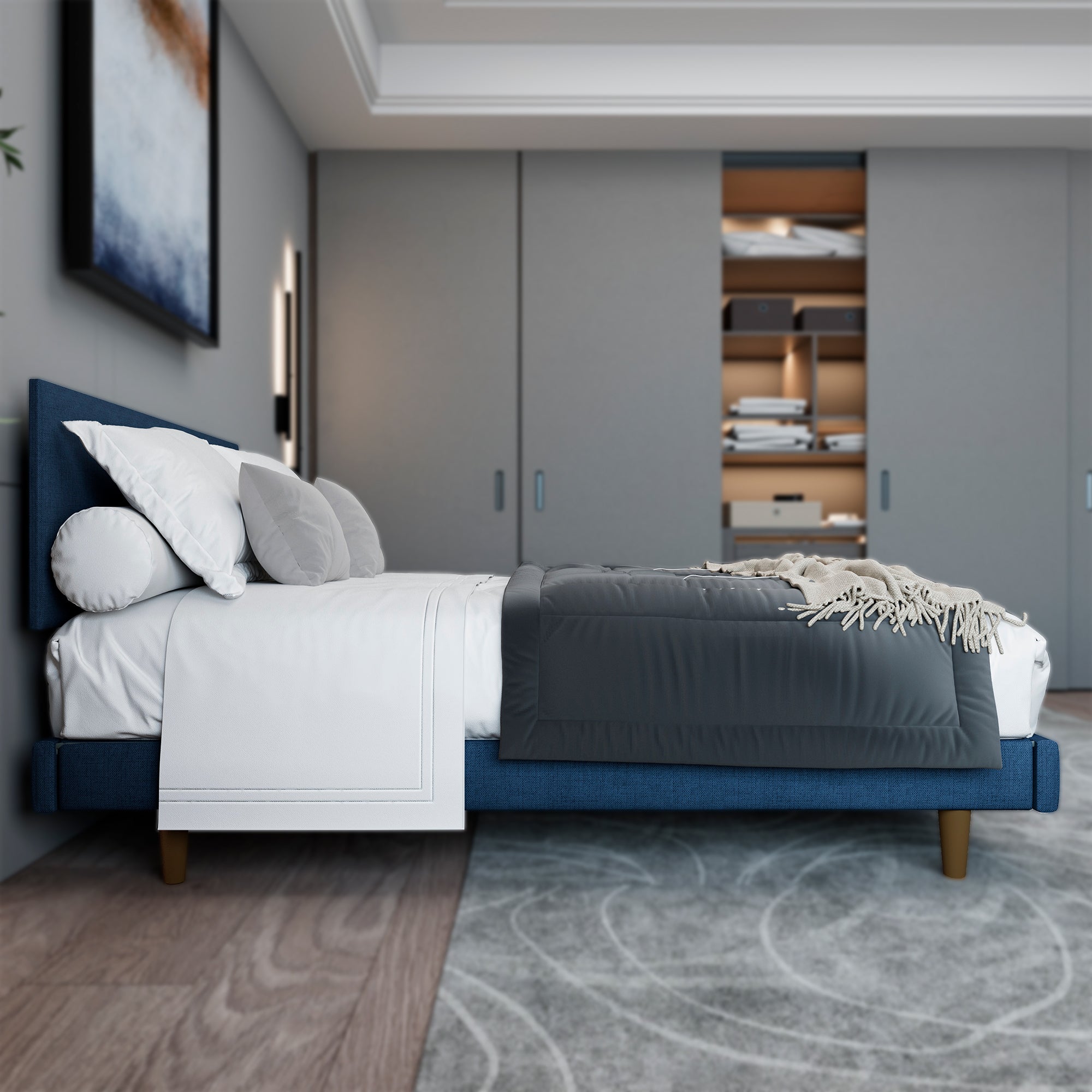 Cama Hibrida Nara Lino Azul