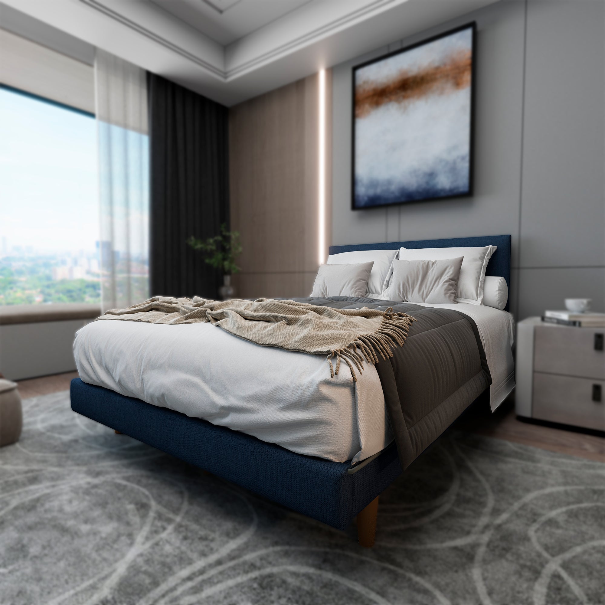 Cama Hibrida Nara Lino Azul