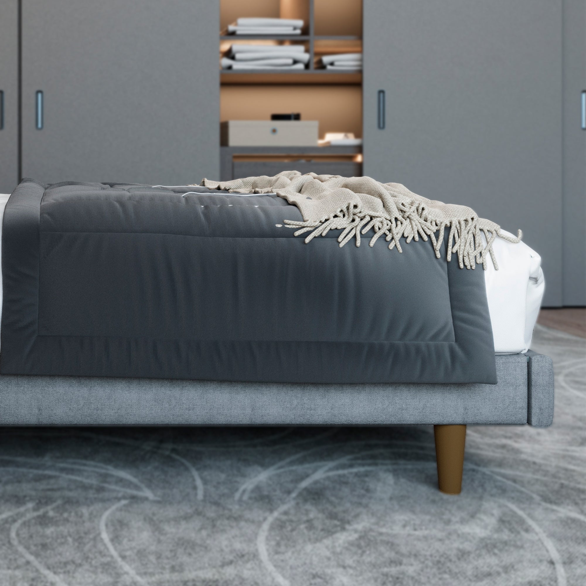 Cama Hibrida Nara Lino Gris