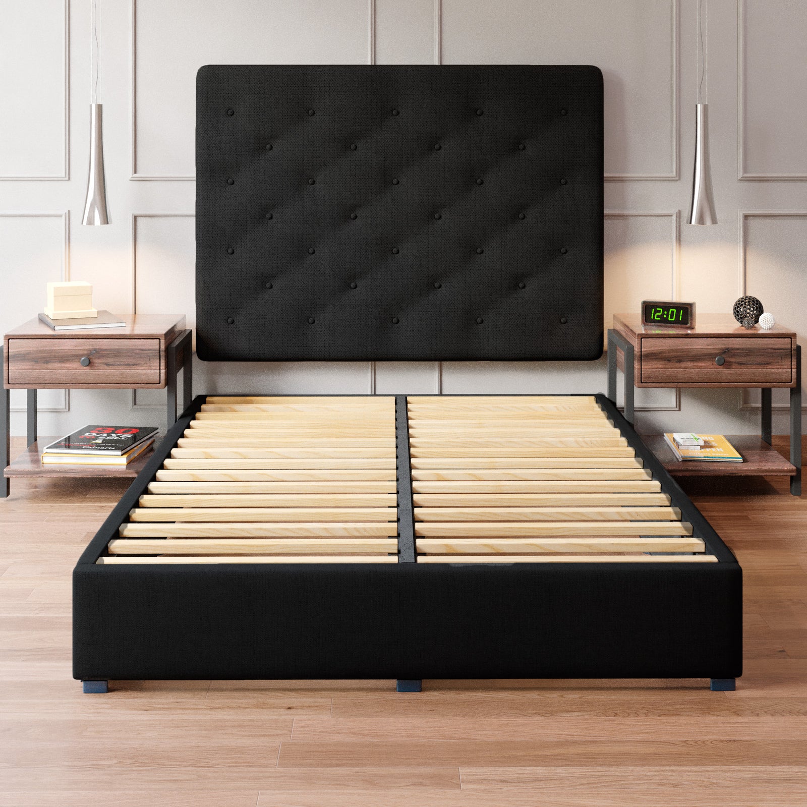 Cama Armable Quintana Lino Negro