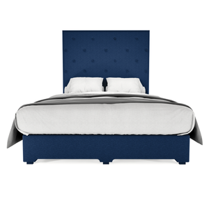 Recamara Base Cama Box Cabecera Quintana Lino Azul