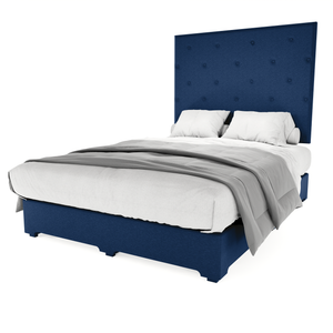 Recamara Base Cama Box Cabecera Quintana Lino Azul