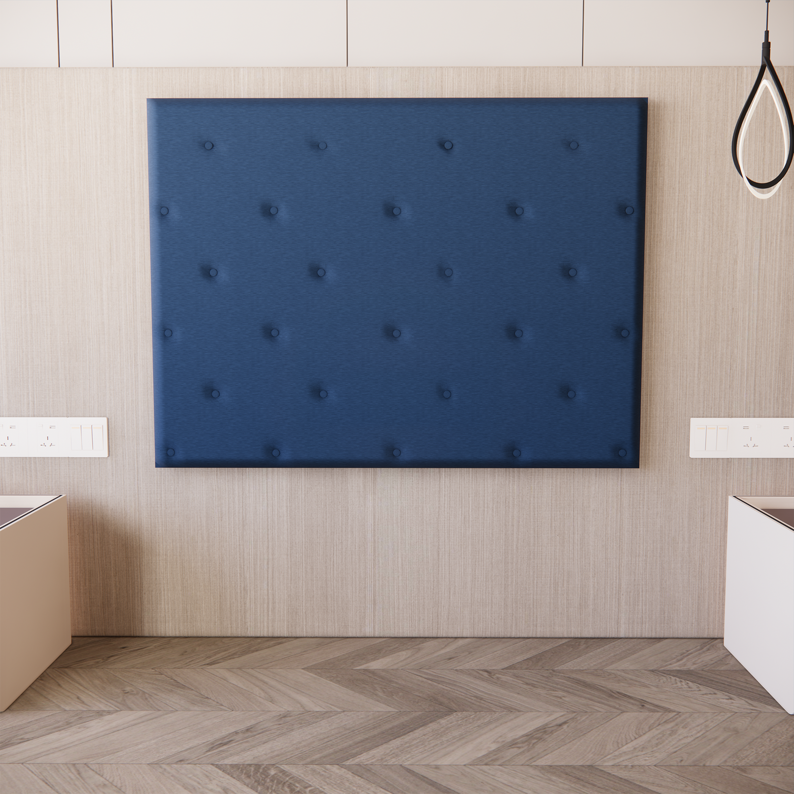 Cabecera para Base de Cama Quintana Empotrable Lino Azul