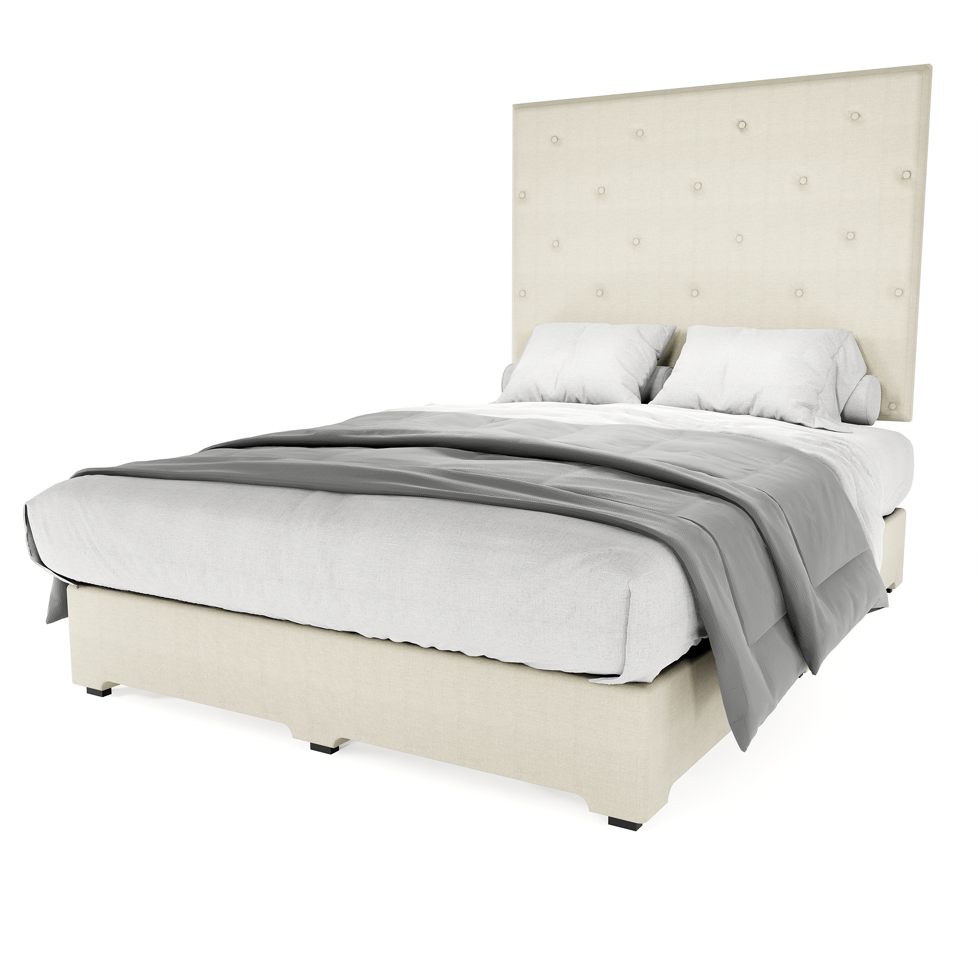 Recamara Base Cama Box Cabecera Quintana Lino Beige