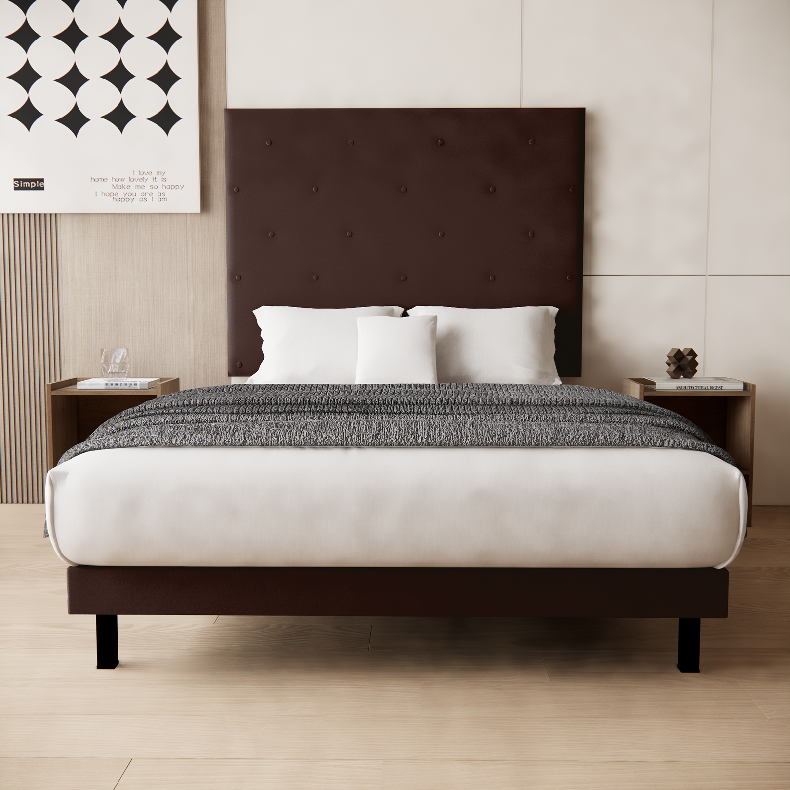 Cama y Buros Quintana Vinil Chocolate