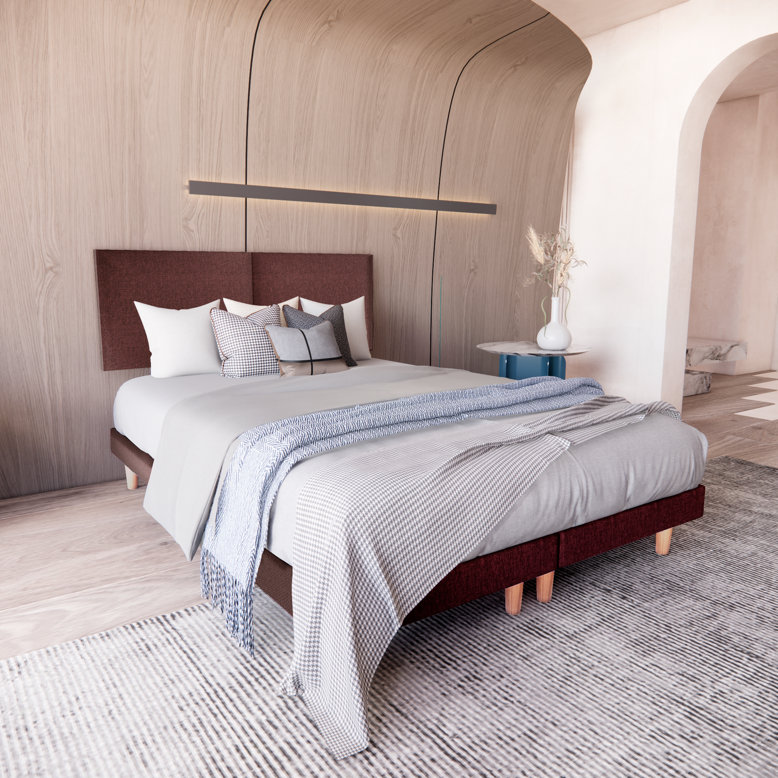 Cama Modular Praga Lino Chocolate