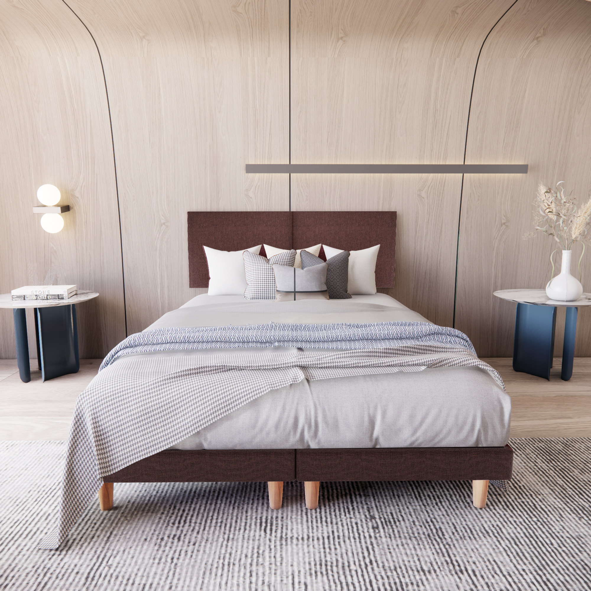 Cama Modular Praga Lino Chocolate