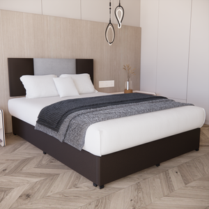 Recamara Armable Base Cama Box Cabecera Roma Vinil Chocolate