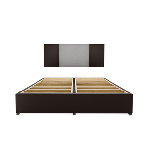 Recamara Armable Base Cama Box Cabecera Roma Vinil Chocolate