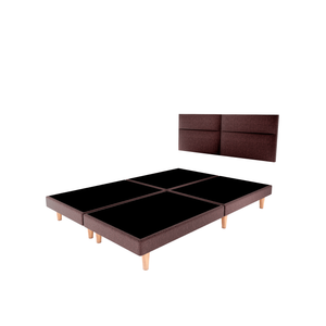 Recamara Base Cama Box Cabecera Praga Lino Chocolate