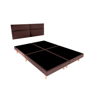 Recamara Base Cama Box Cabecera Praga Lino Chocolate