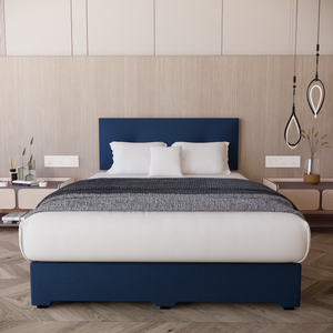 Recamara Base Cama Box Cabecera Urban Lino Azul