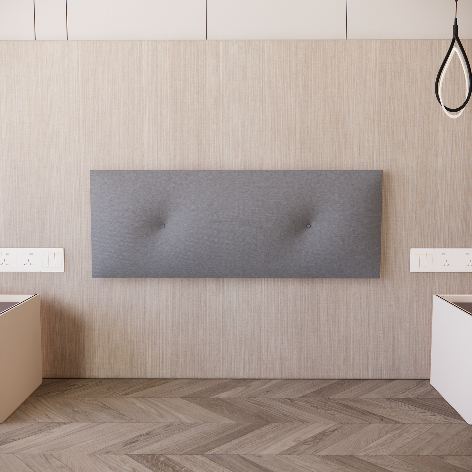 Cabecera para Base de Cama Urban Empotrable Lino Gris