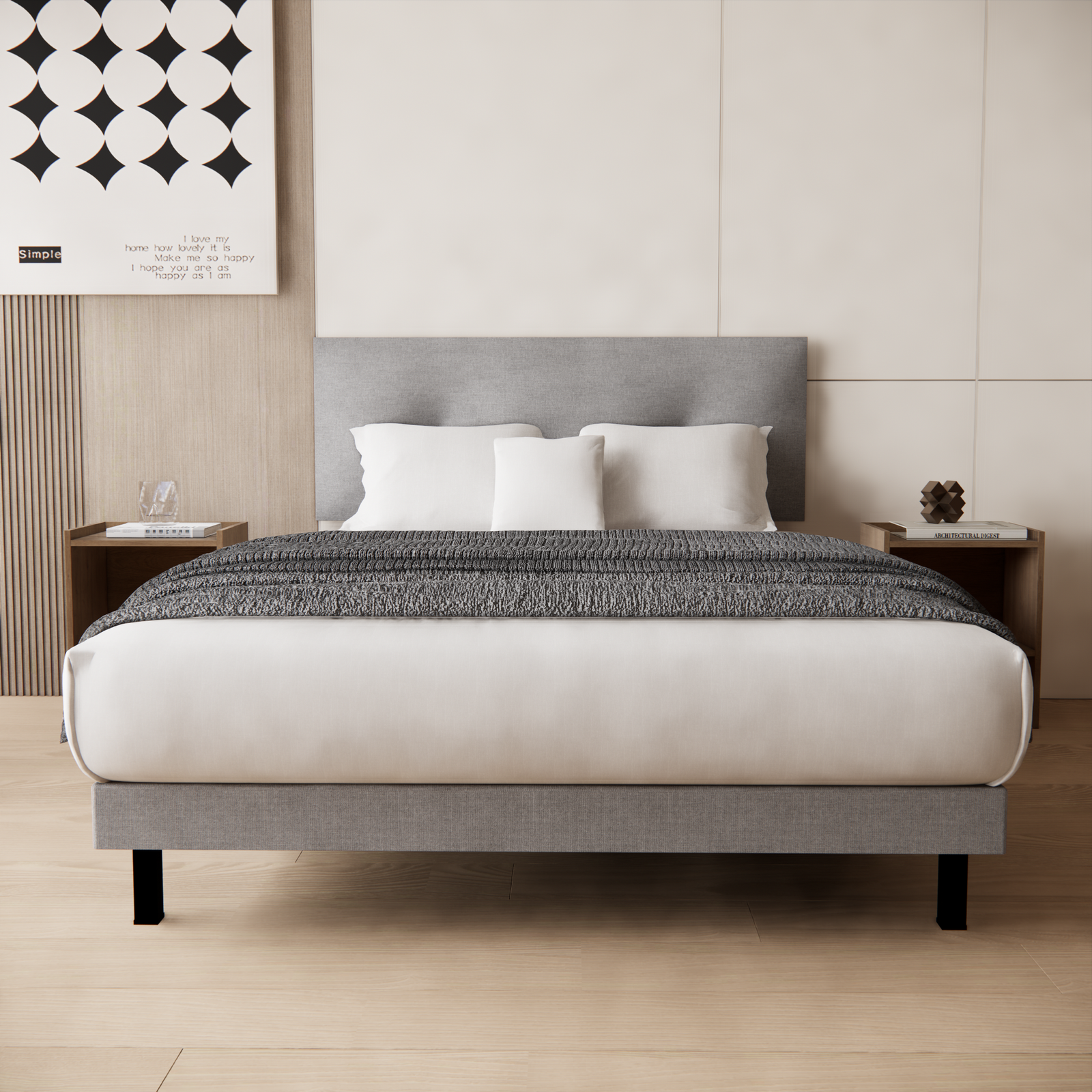 Cama y Buros Urban Lino Gris